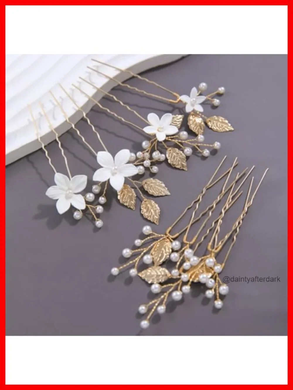 Handmade Pearl Hair Pins 9Pcs White Flower Bridal Clips for Women Wedding